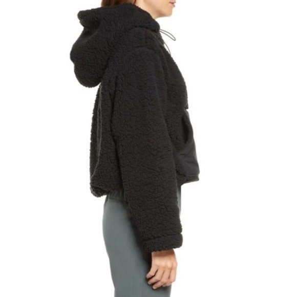 Zella Black Cassie Faux Shearling Hoodie New with Tags Women's Size Large - Picture 3 of 6